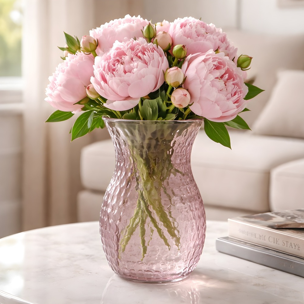 Vintage BubbleTextured Pink Glass Vase
